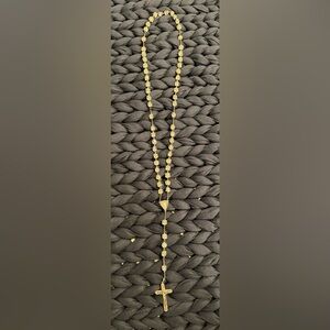 INRI Roma 800 Silver Crystal Rosary Crucifix Catholic Prayer Beads Necklace